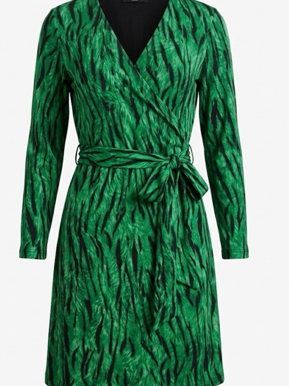 INC International Concepts Green and Black Animal-Print Wrap Dress